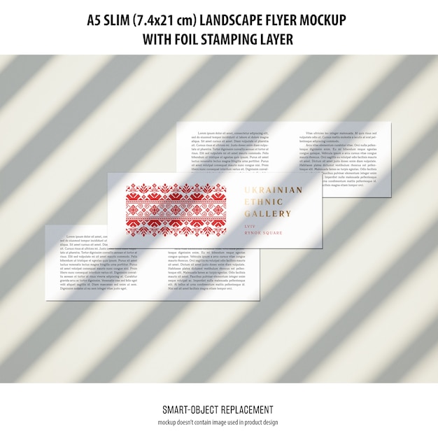 A5 Slim Landscape Flyer Mockup Free PSD Download