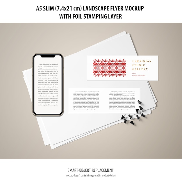 A5 Slim Landscape Flyer Mockup Free PSD Download