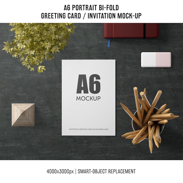 A6 Bi-Fold Greeting Card Mockup – Free PSD Template