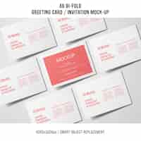 Free PSD a6 bi-fold greeting card mockups