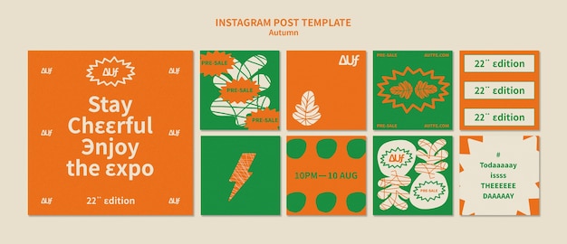 Free PSD abstract autumn instagram posts collection