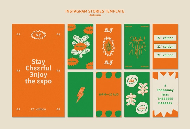 Free PSD abstract autumn instagram stories collection