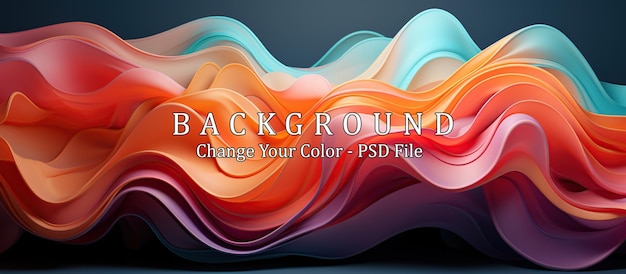 Бесплатный PSD Абстрактный фон с гладкими волнистыми линиями современный красочный плакат