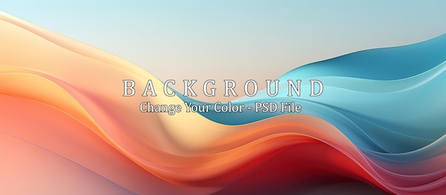 Free PSD abstract background with smooth wavy lines in orange and blue colors