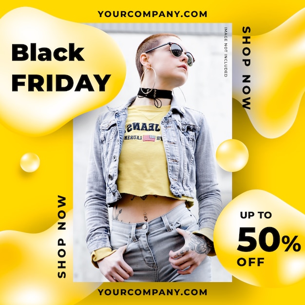 Free PSD abstract black friday liquid banner template