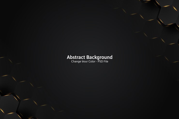 Free PSD abstract black and gold hexagonal luxury background