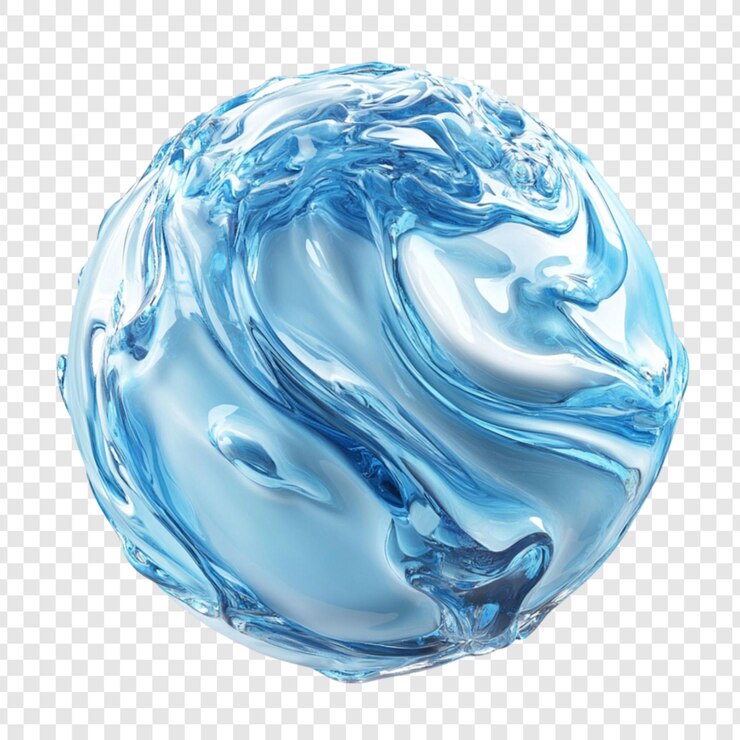 Free PSD abstract blue water orb liquid sphere swirling flowing texture