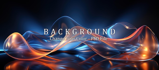 Free PSD abstract blue wavy background with glowing lines