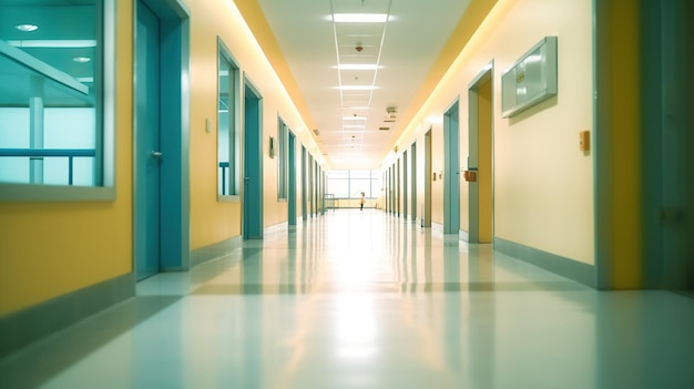 Free PSD abstract blur luxury hospital corridor generative ai