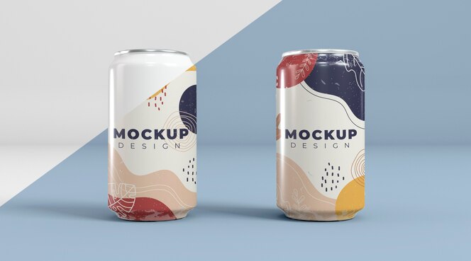 Abstract can packaging concept mock-up