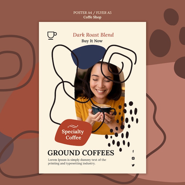 Abstract coffee shop poster template