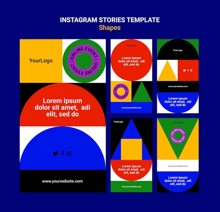Free PSD abstract colorful shapes instagram stories