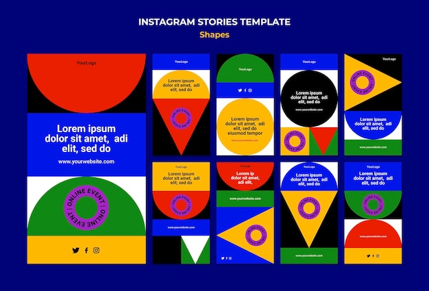 Free PSD abstract colorful shapes instagram stories