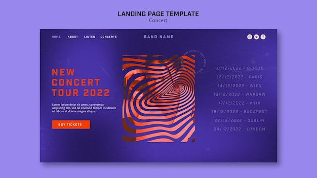 Free PSD abstract concert event landing page template