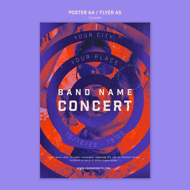 Free PSD abstract concert event vertical poster template