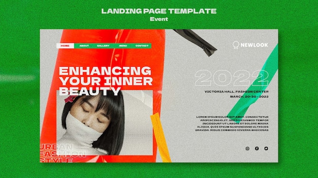 Free PSD abstract fashion event landing page template