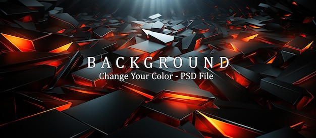 Abstract geometric background black and red glowing cubes