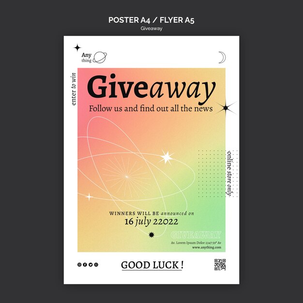 Abstract gradient giveaway flyer template