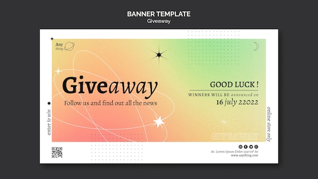 Abstract gradient giveaway horizontal banner