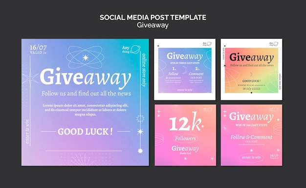 Abstract gradient giveaway social media posts