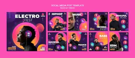 Free PSD abstract instagram posts collection for music event