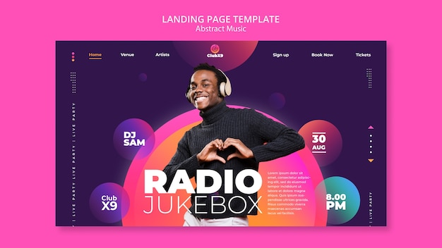 Free PSD abstract landing page template for music event