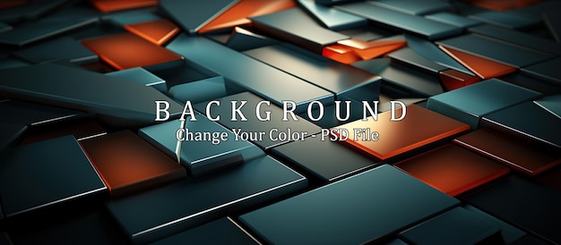 Abstract metallic cubes background in black and orange colors