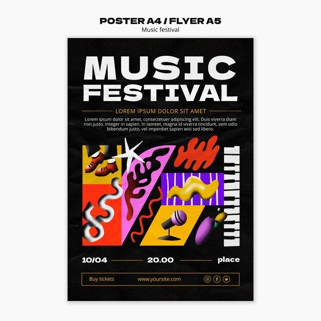 Бесплатный PSD Абстрактный шаблон плаката музыкального шоу