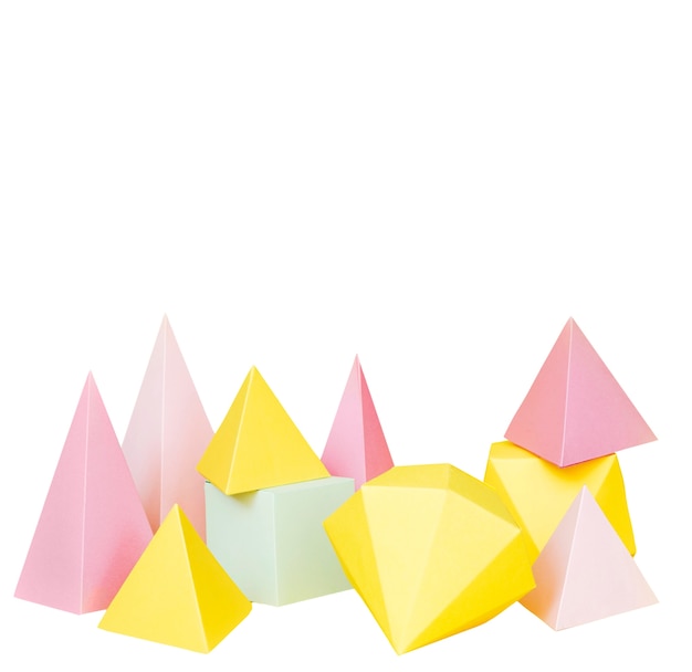 Abstract paper objects isolated on white background