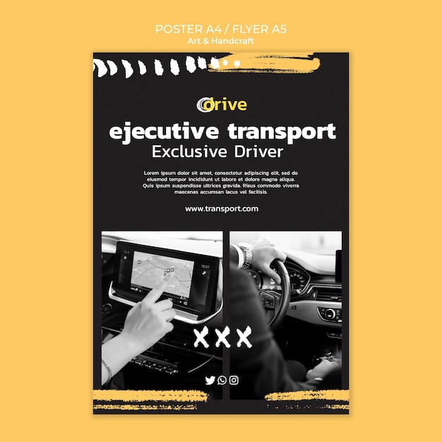 Free PSD abstract private transport flyer template