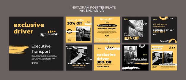 Free PSD abstract private transport instagram post set