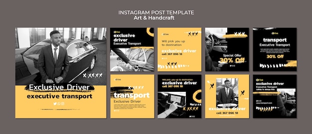 Free PSD abstract private transport instagram posts