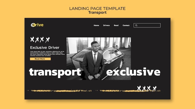 Free PSD abstract private transport landing page