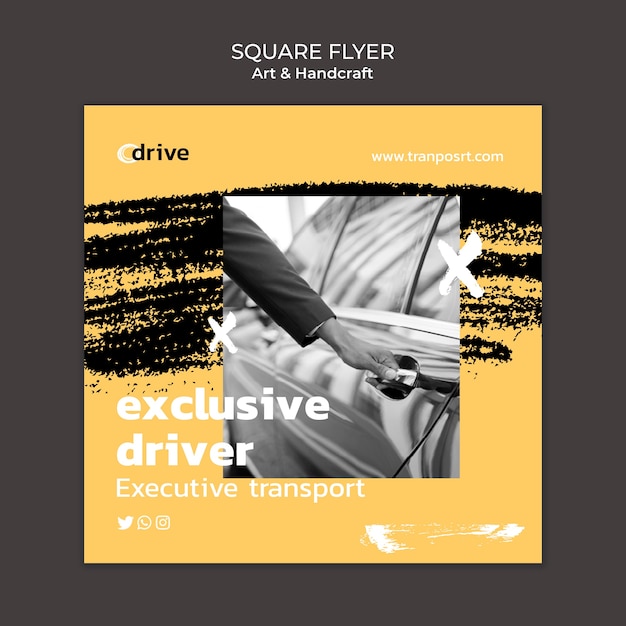 Free PSD abstract private transport square flyer