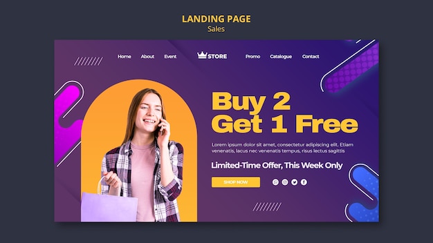 Abstract sale offer landing page template