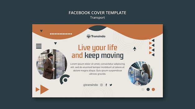 Free PSD abstract social media cover template for public transportation