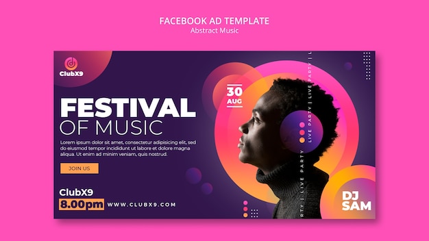 Abstract social media promo template for music event