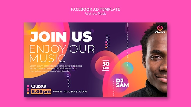 Free PSD abstract social media promo template for music event