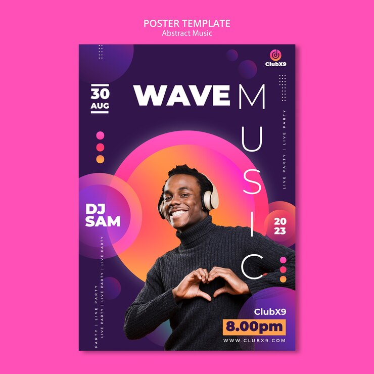 Free PSD abstract vertical poster template for music event