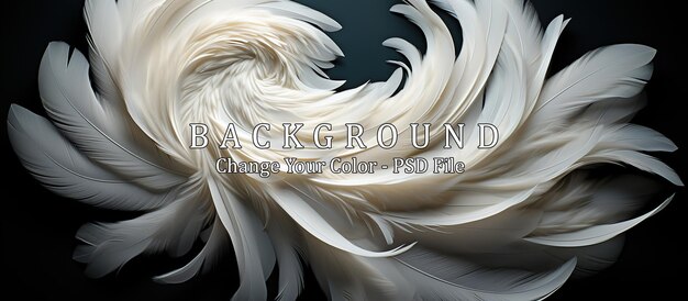 Free PSD abstract white feathers on black background