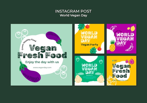 Бесплатный PSD Абстрактный всемирный день вегана пост в instagram