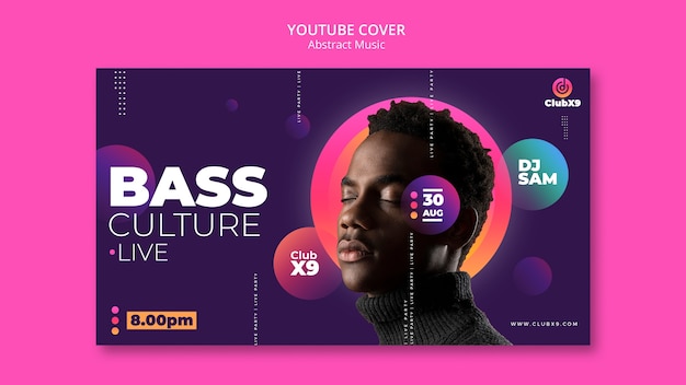 Free PSD abstract youtube cover template for music event