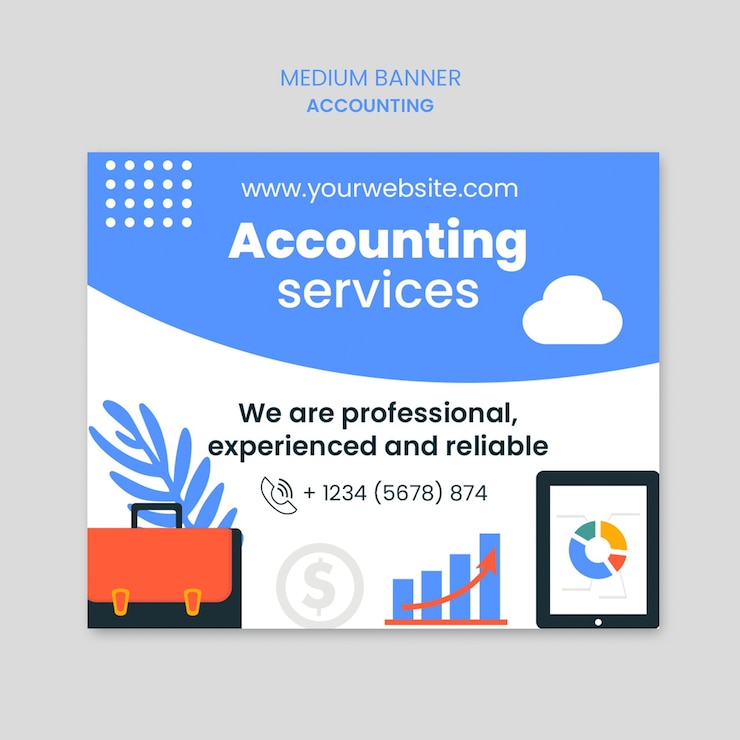 मुफ़्त PSD accounting medium banner template design
