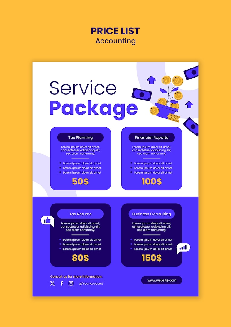 Free PSD accounting price list template design