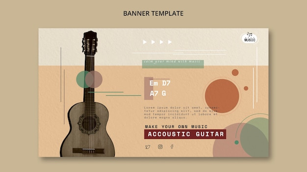 PSD gratuito lezioni di chitarra acustica in stile banner