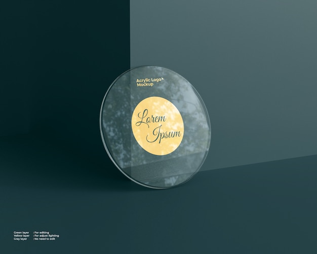 Download Premium PSD | Acrylic glass logo mockup circle shape