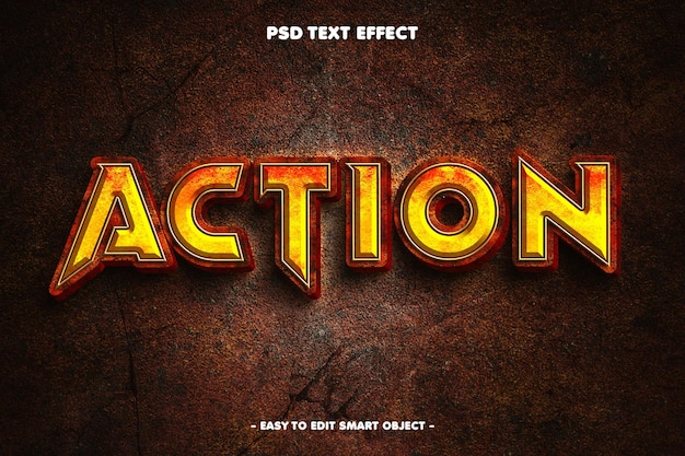 Free PSD action rusted text effect