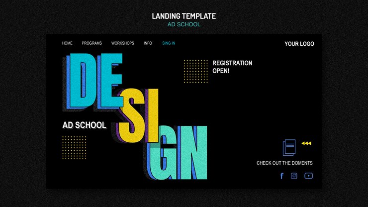 無料PSD 広告学校テンプレートのランディングページ