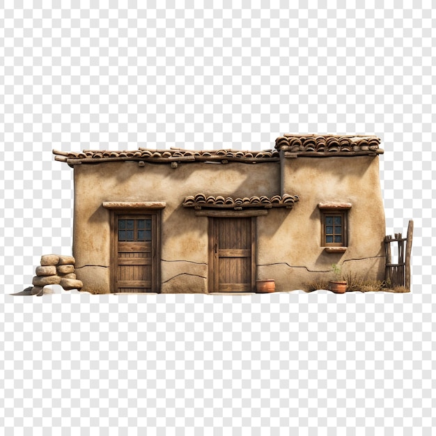 Adobe house isolated on transparent background