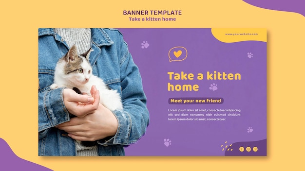 無料PSD 子猫のテンプレートバナーを採用する